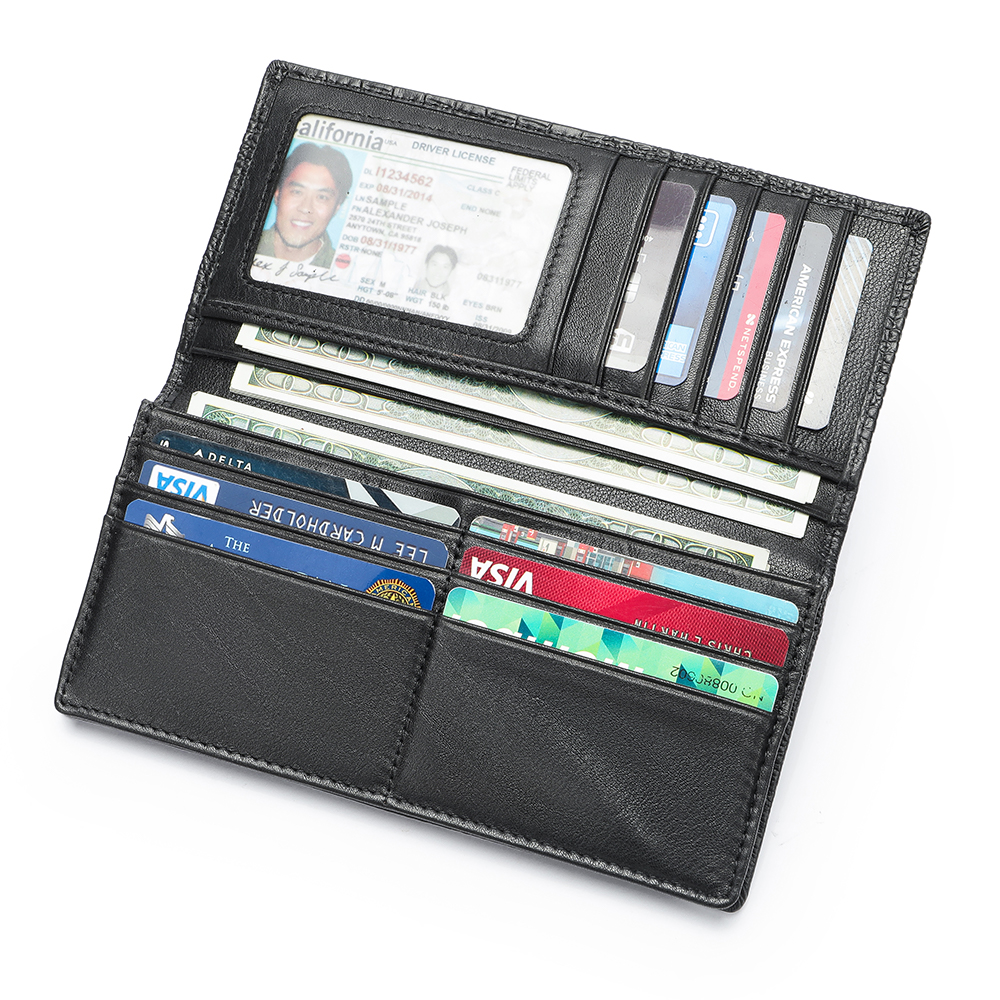 Top-Quality Crocodile Cowhide Leather Wallet - RFID Protection, Durability, and Functionality