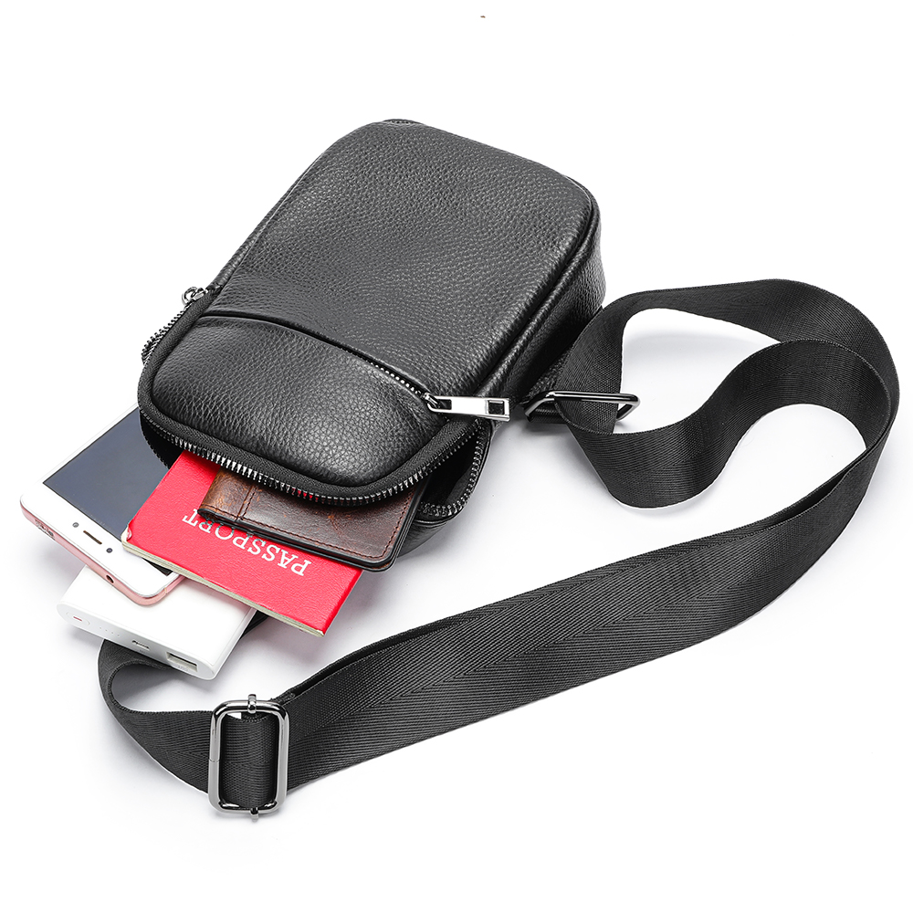 Genuine Leather Fanny Pack Well Made Durable Leather Waist Bag with Lots of Zipper Pockets Waxed Brown