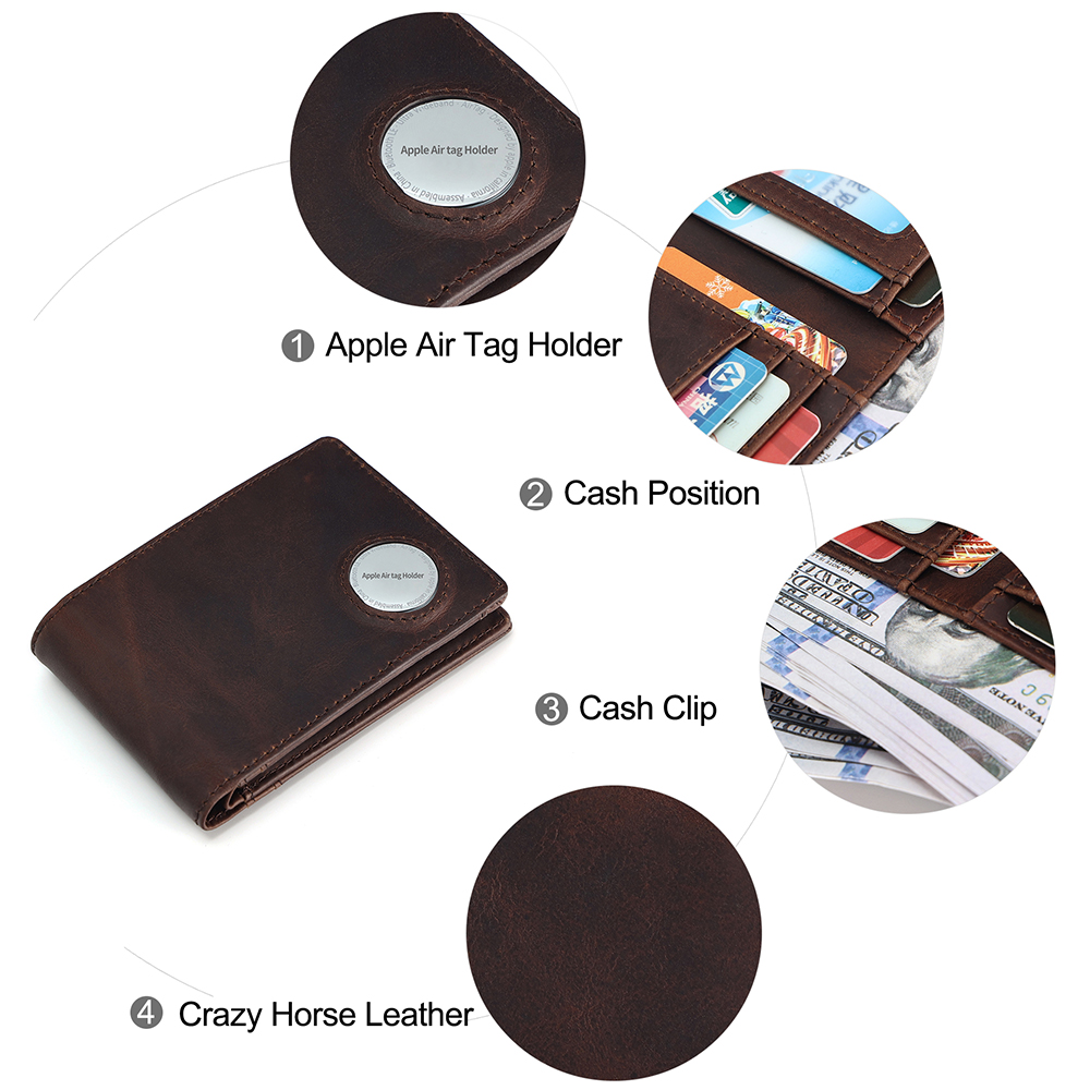 Large Capacity Vintage Slim Business Card Bag Holder RFID Leather Wallet Custom Logo Multifunctional Clip Luxury Money Small