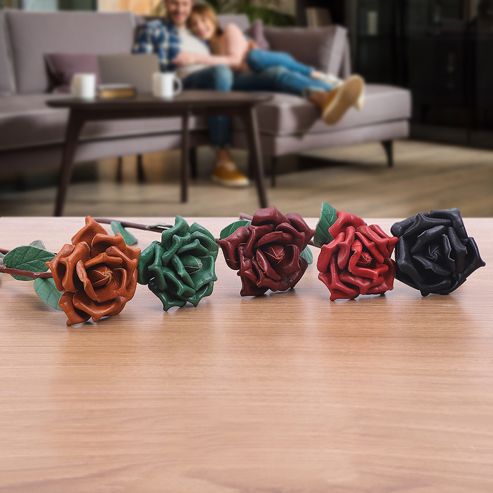 Handmade Rose Flower Artificial Craft Leather Length 32cm for DIY Cute Gift Ideas at Christmas