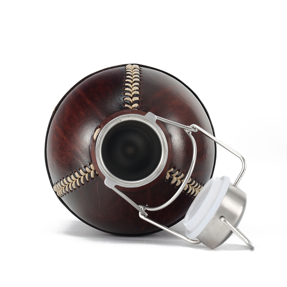 Handmade Custom 3500ml Genuine Leather Hip Flask Stainless Steel Wine and Whisky Pot for Men for Outdoor Camping