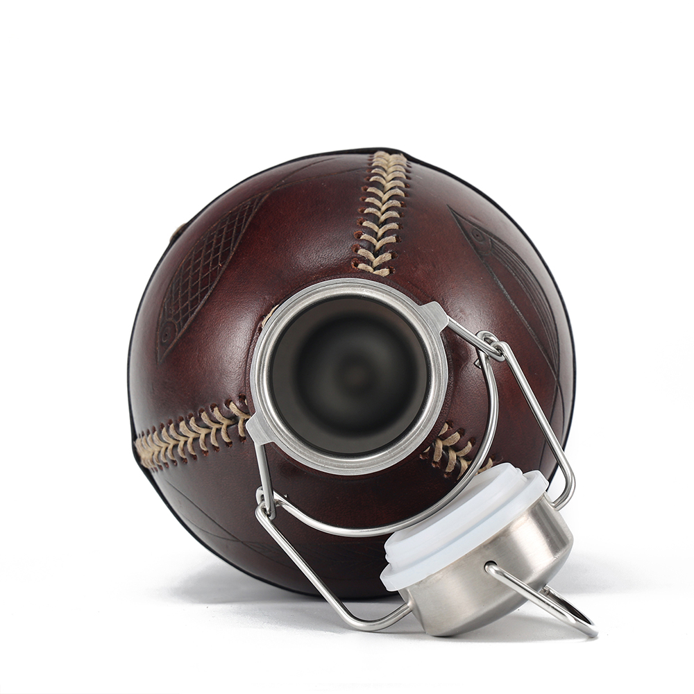 Handmade Custom 3500ml Genuine Leather Hip Flask Stainless Steel Wine and Whisky Pot for Men for Outdoor Camping