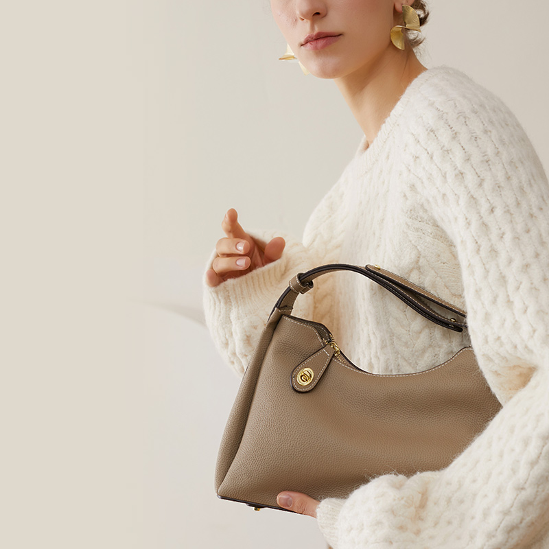 Elegant Genuine Cowhide Leather Lady Handbag - Timeless Grace