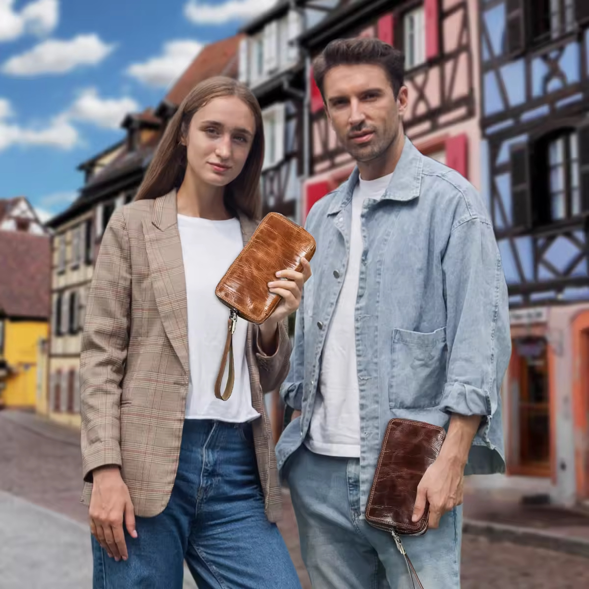 Men's Vintage Brown Leather cluth bag