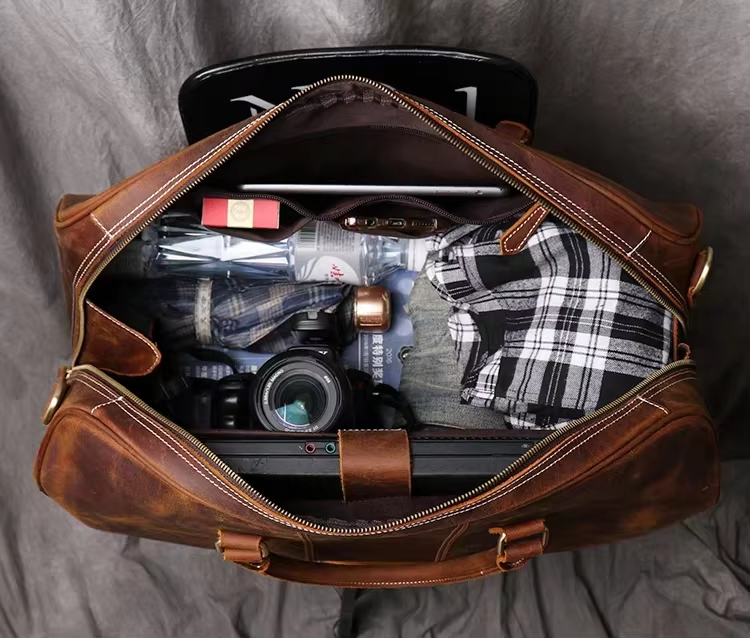 Vintage Leather Duffel Bag