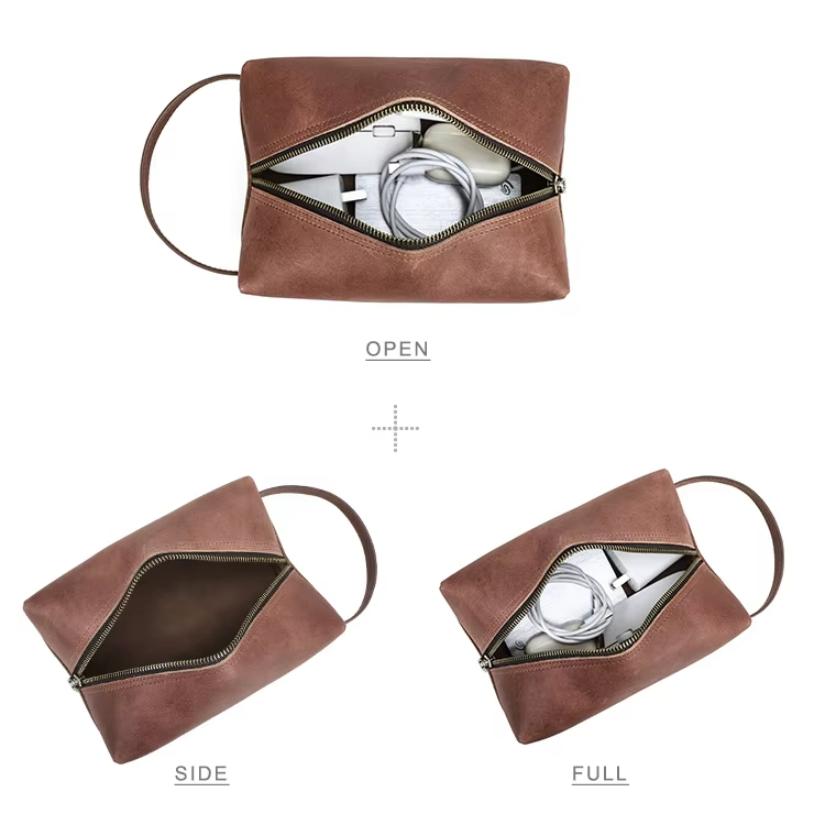 Green Leather Toiletry Bag