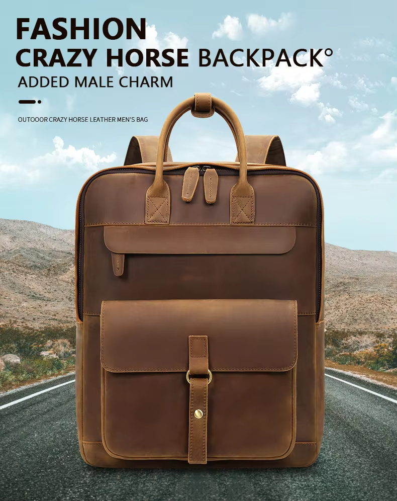 Multi-Compartment Leather Travel Bag