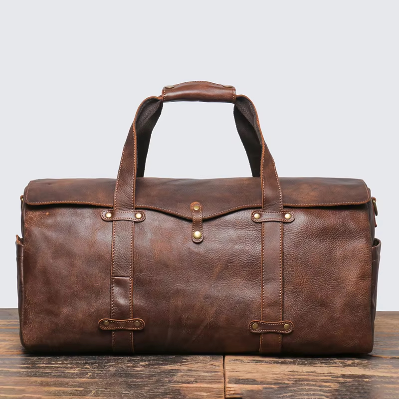 Leather Travel Duffel Bag