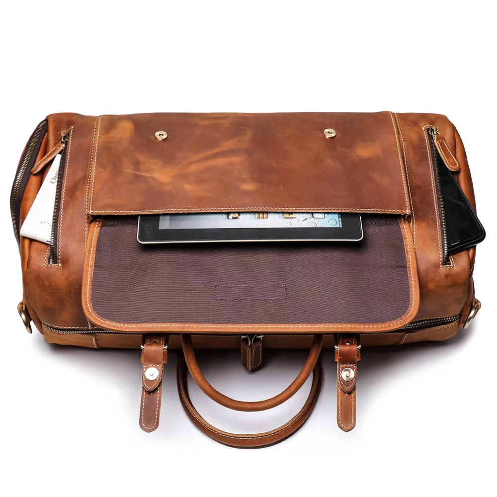 Leather Travel Duffel Bag
