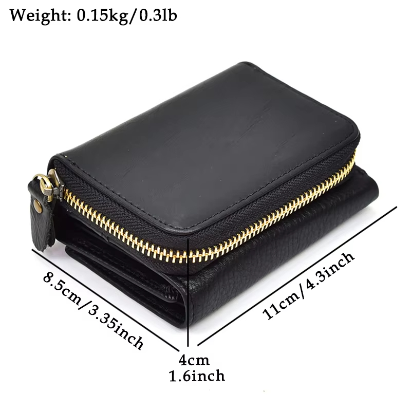 Black Leather Zipper Wallet