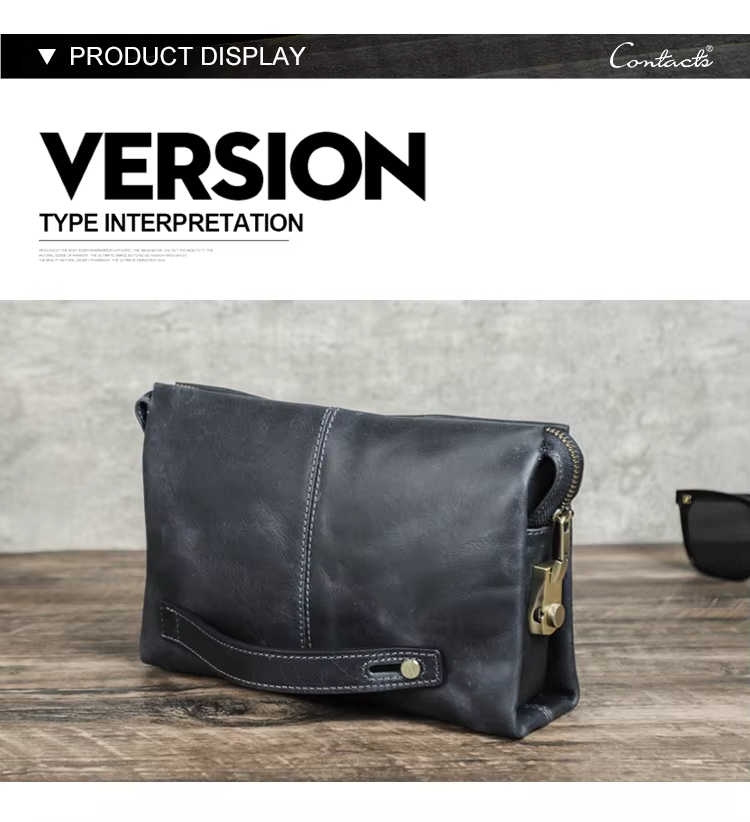  Crazy Horse Leather Clutch Bag