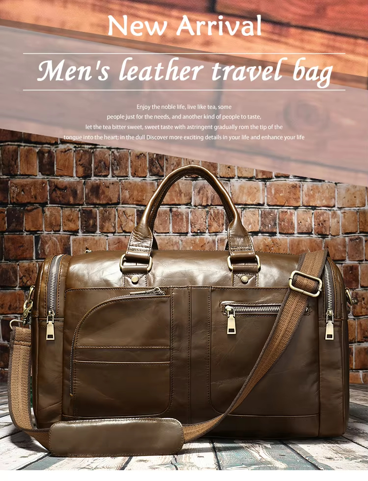 Men's leather travel bag