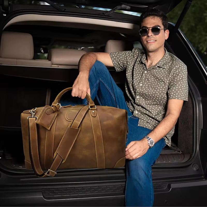Leather Travel Duffel Bag
