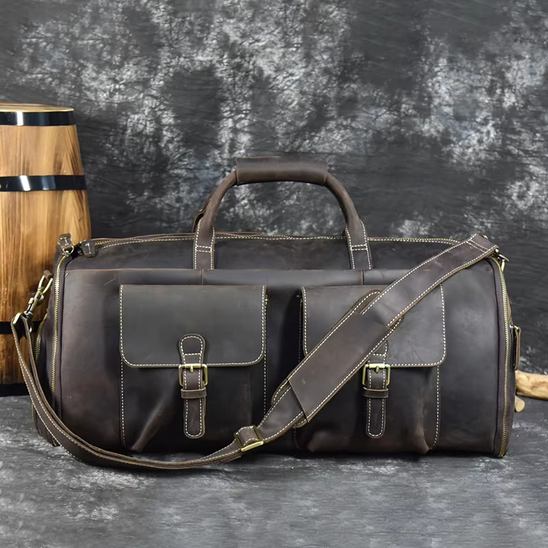 Leather Travel Duffel Bag