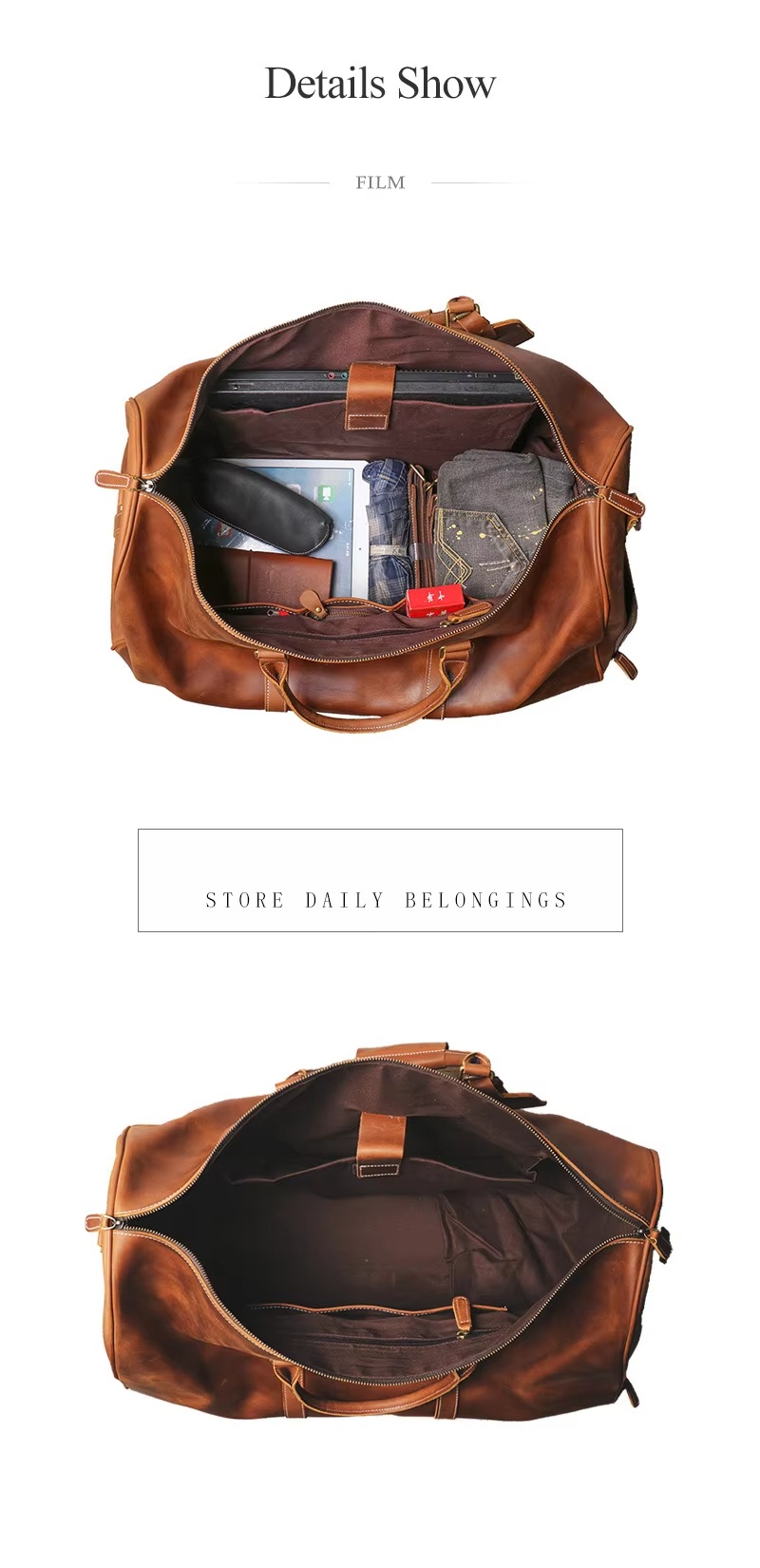Leather Travel Duffel Bag