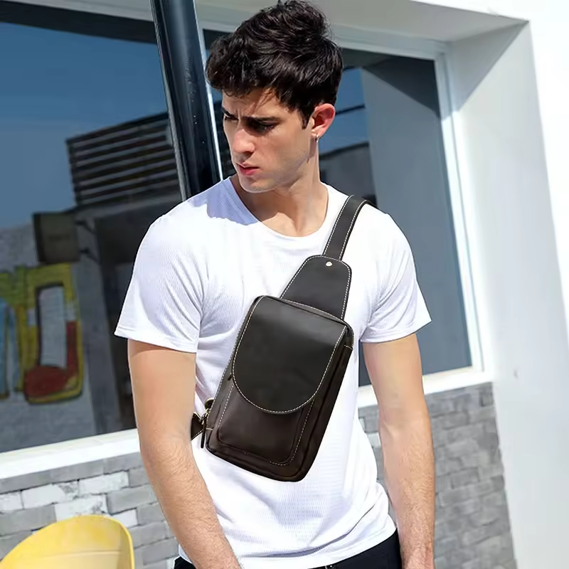 Brown Leather Crossbody Sling Bag