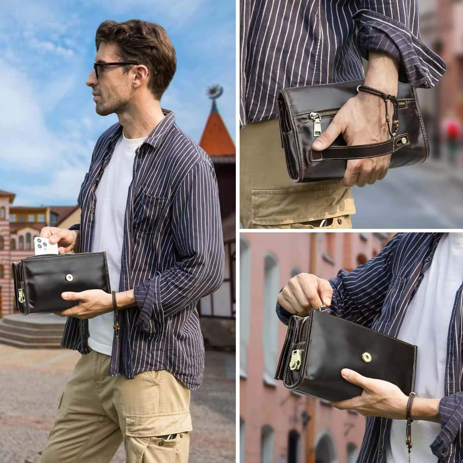 Men's Leather Clutch Bag