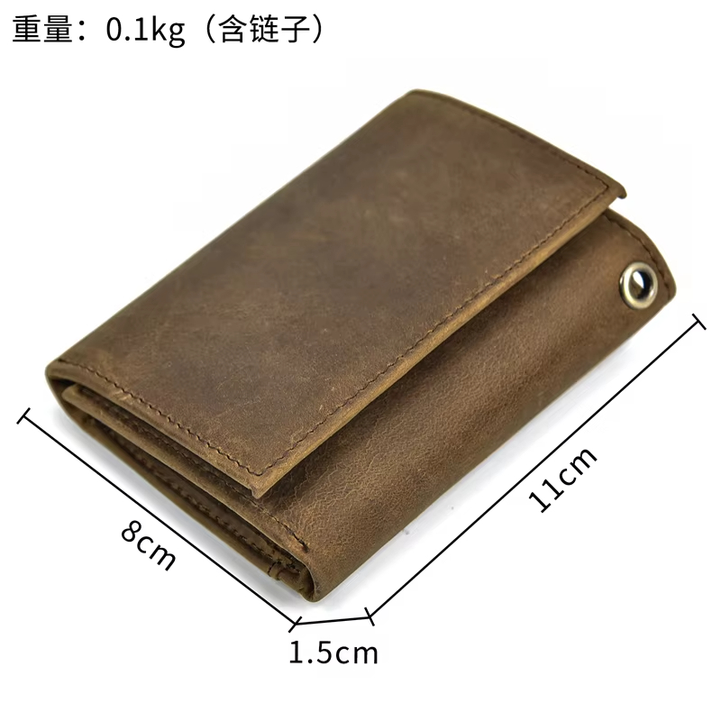 Vintage Leather Wallet with Chain