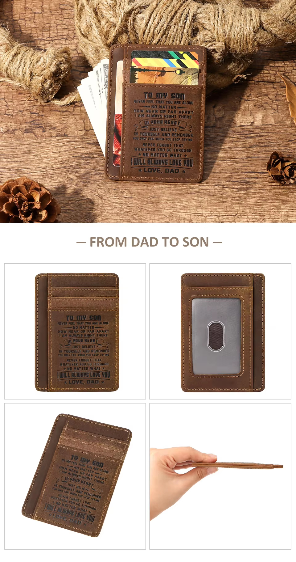 Personalized Leather Wallet Card Holder