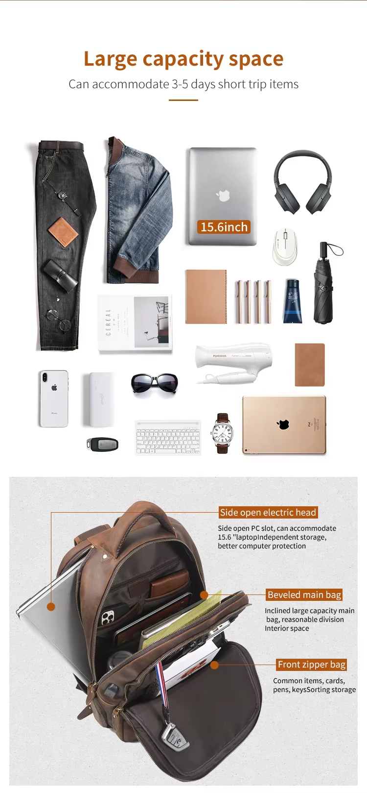 Vintage Leather Laptop Backpack