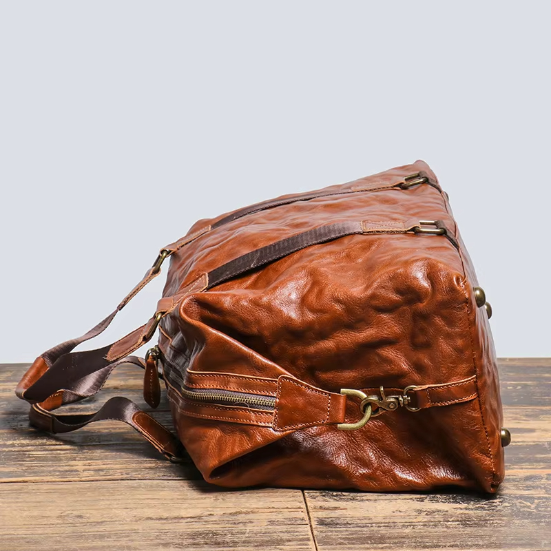 Vintage Leather Travel Duffel Bag