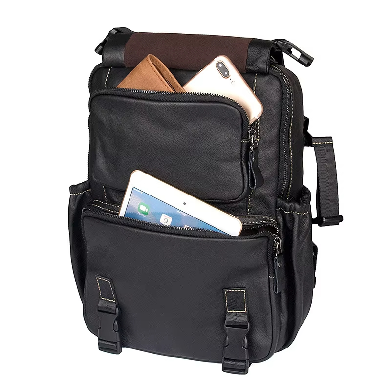 Stylish Black Leather Backpack