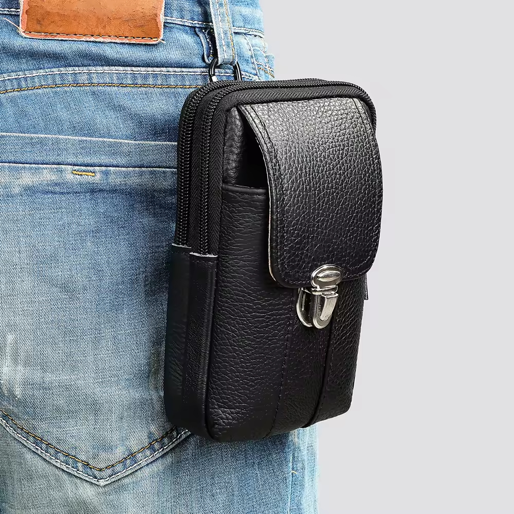 Leather Multi-Pocket Waist Pouch