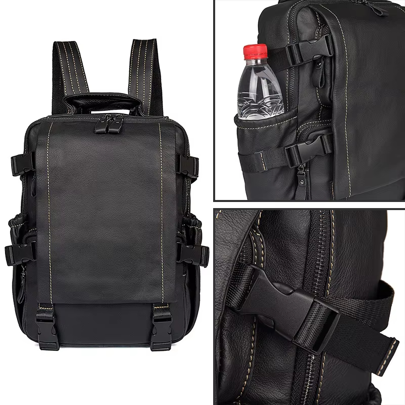 Stylish Black Leather Backpack