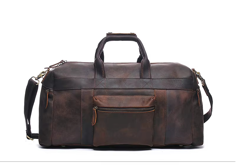 Vintage Leather Travel Duffel Bag