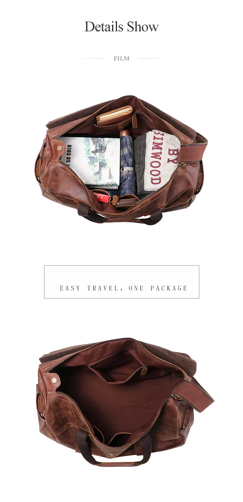 Leather Travel Duffel Bag