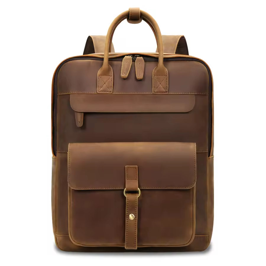 Multi-Compartment Leather Travel Bag