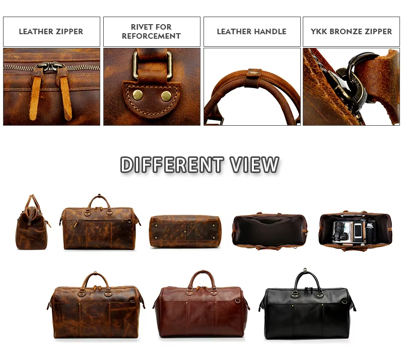 Vintage Leather Travel Duffel Bag