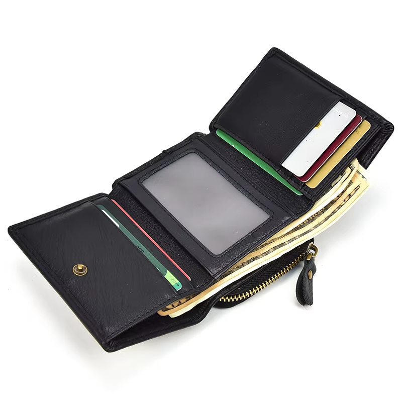 Black Leather Zipper Wallet