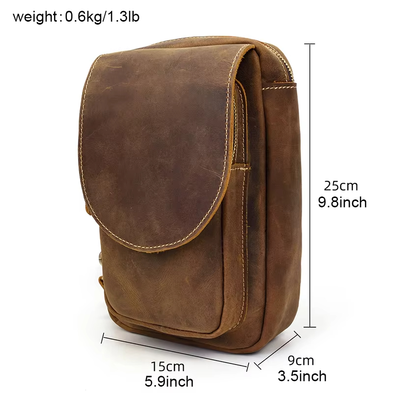 Brown Leather Crossbody Sling Bag