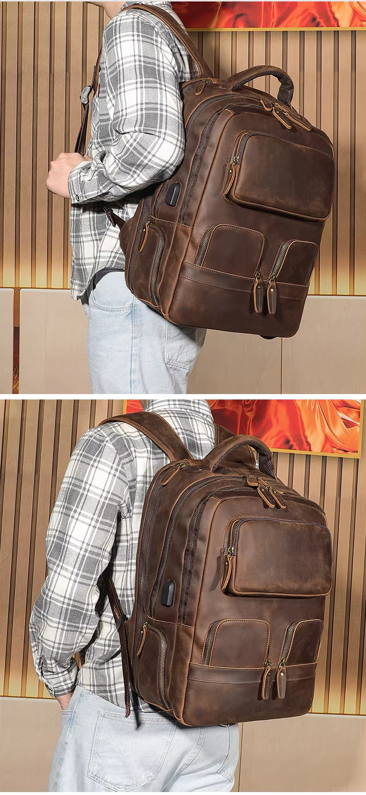 Vintage Leather Laptop Backpack