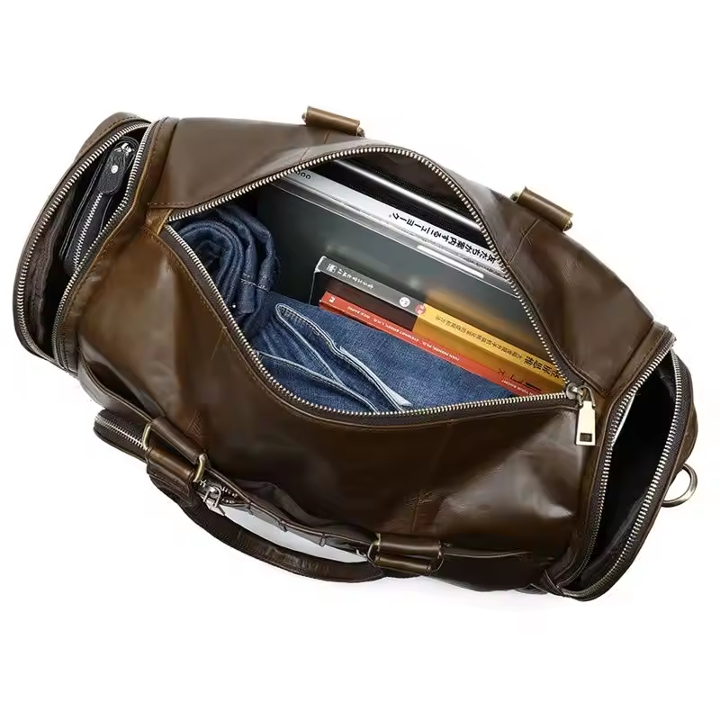 Men's leather travel bag