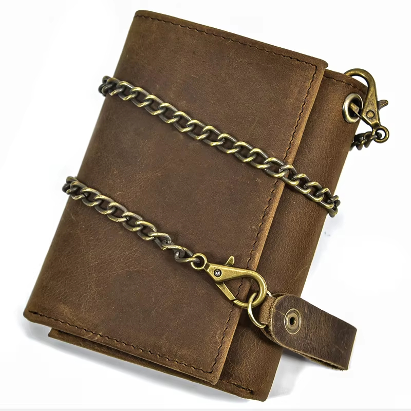 Vintage Leather Wallet with Chain