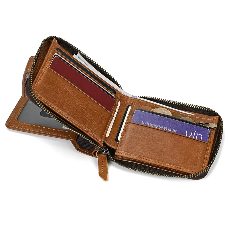 Brown Leather Zipper Wallet