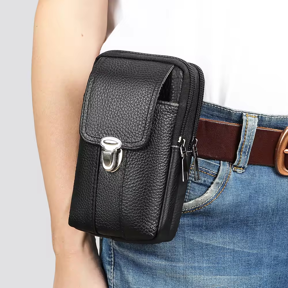 Leather Multi-Pocket Waist Pouch