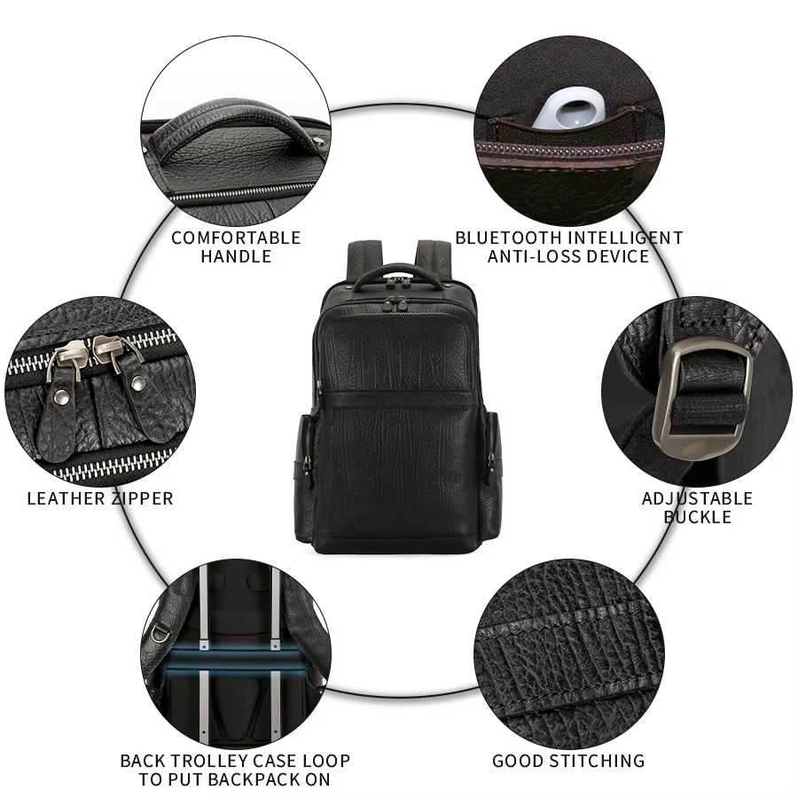 Black Leather Backpack