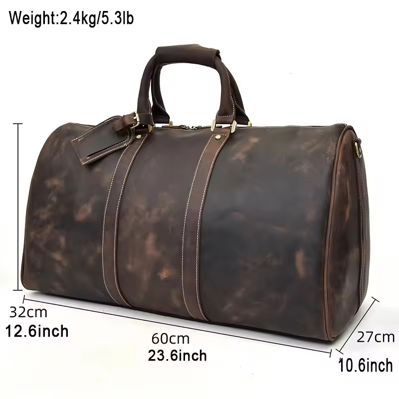 Luxury Leather Travel Duffel Bag