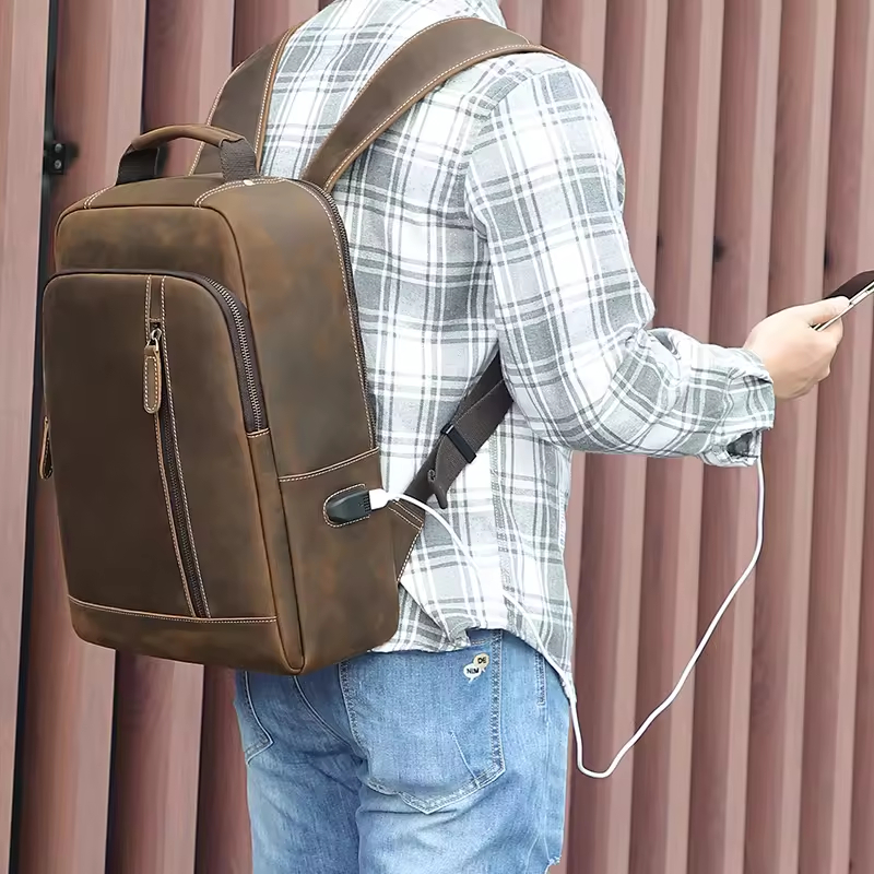Leather Laptop Backpack