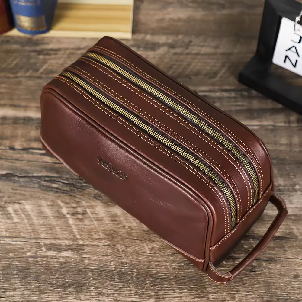 Leather Travel Toiletry Bag