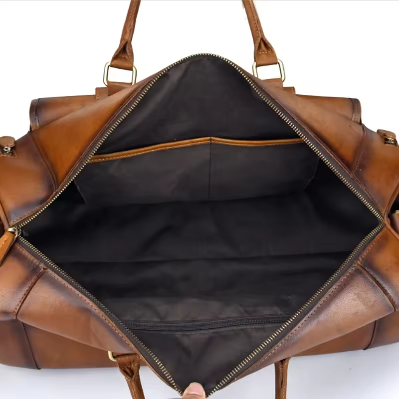Vintage Leather Travel Duffel Bag