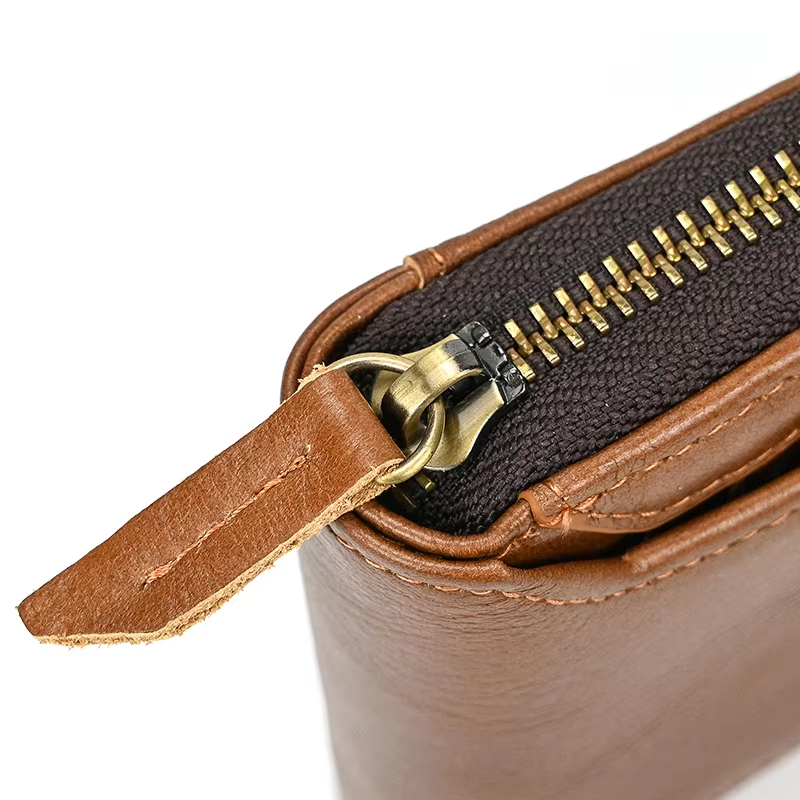Brown Leather Zipper Wallet