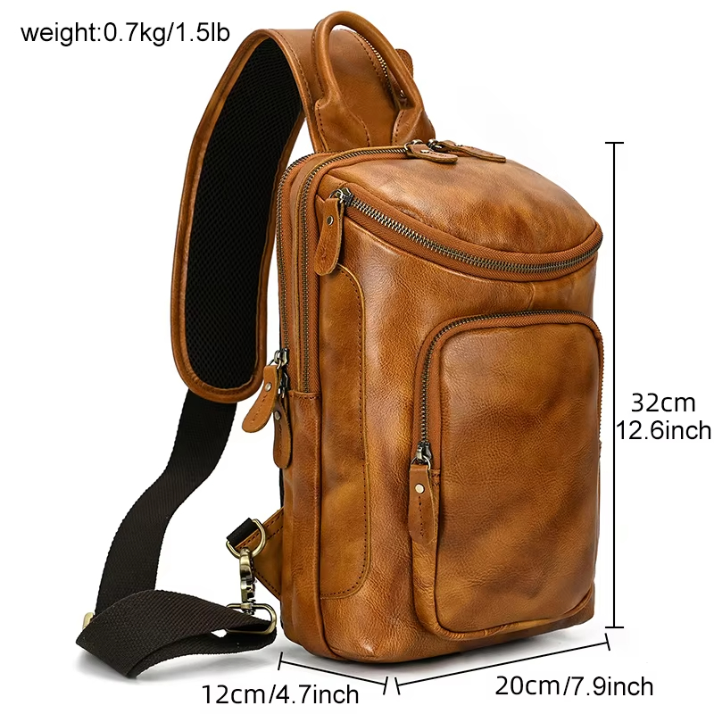 Men's Leather Sling Backpack