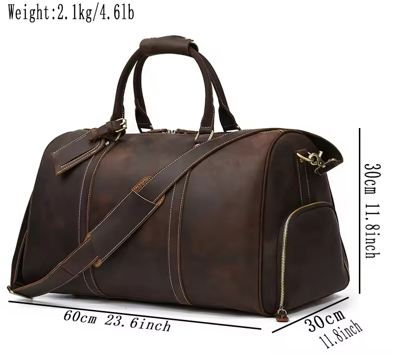 Leather Travel Duffel Bag