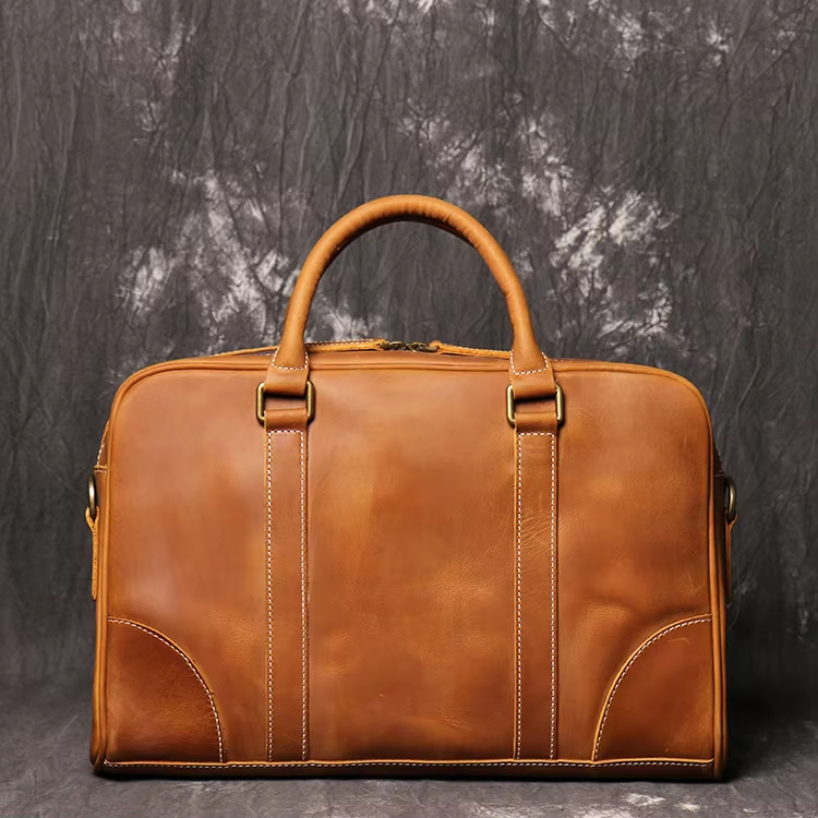 Italian Vegetable Tanned Leather Portable Briefcase
