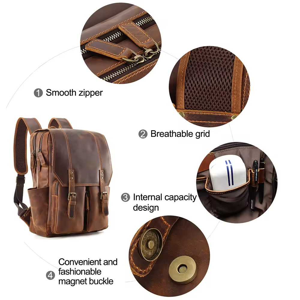 Leather Travel Backpack