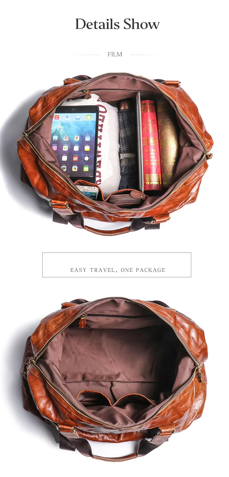 Vintage Leather Travel Duffel Bag